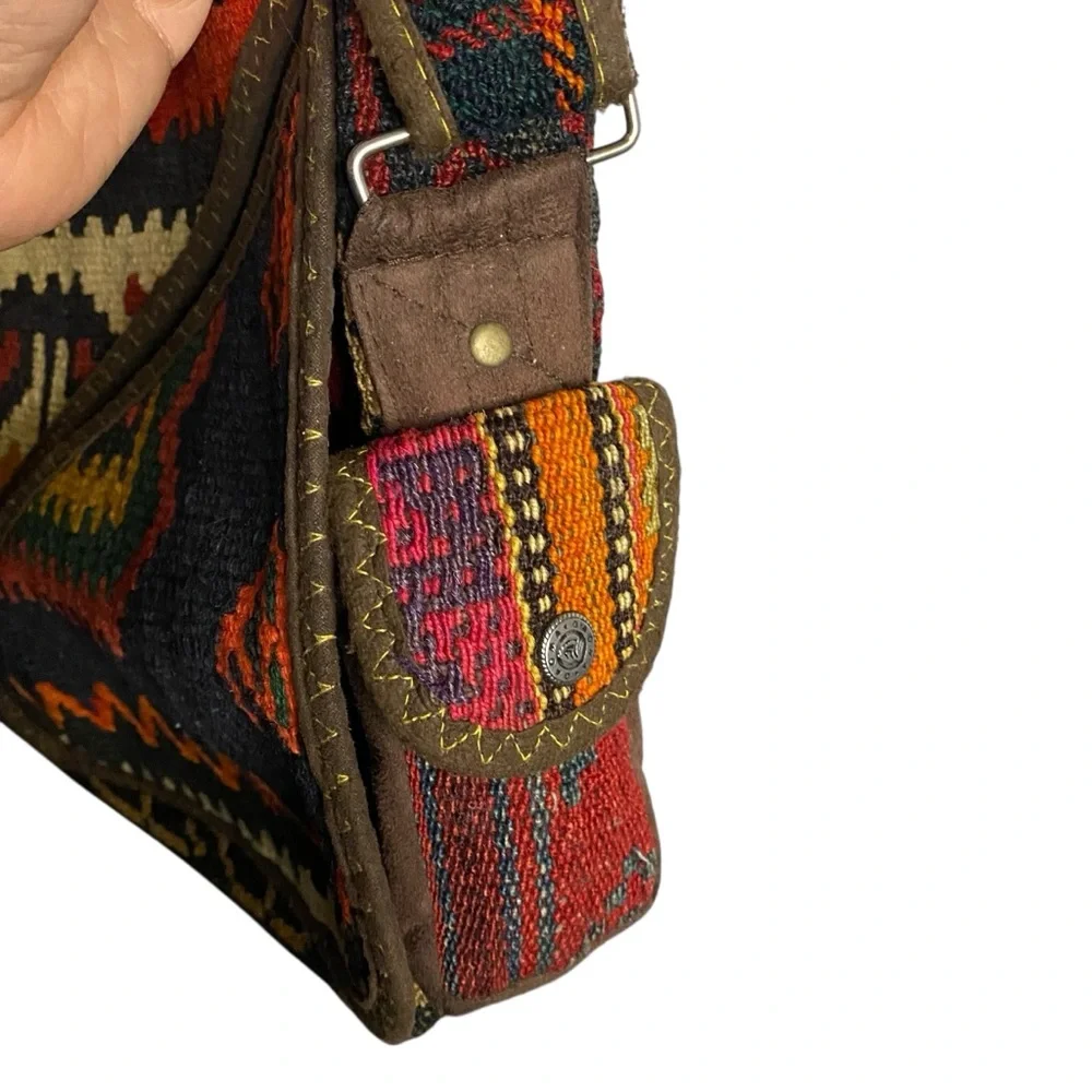 Vintage Multicolor Patterned Wool Knit Shoulder Crossbody Bag - Picture 3 of 11